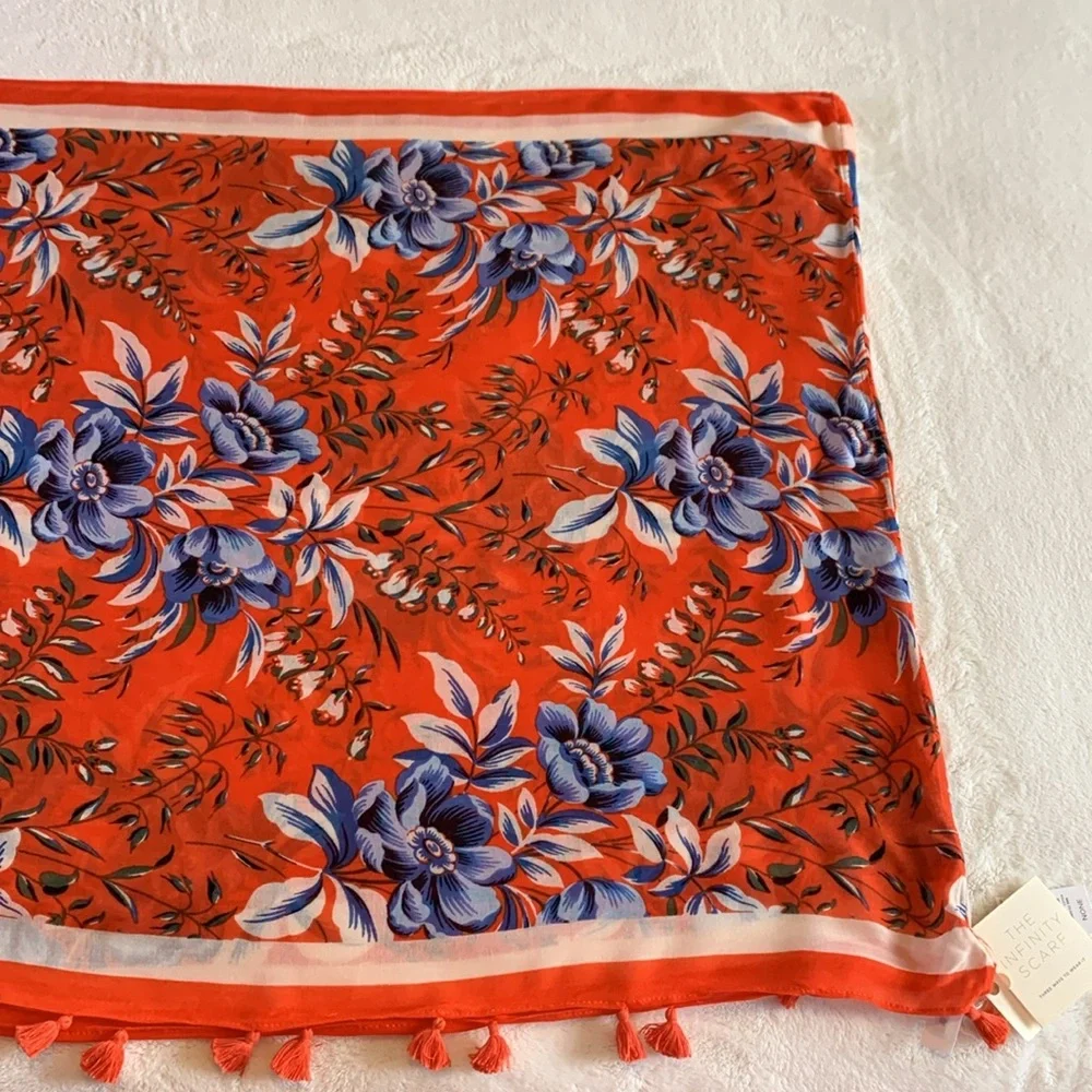LOFT Large Floral Print Infinity Scarf